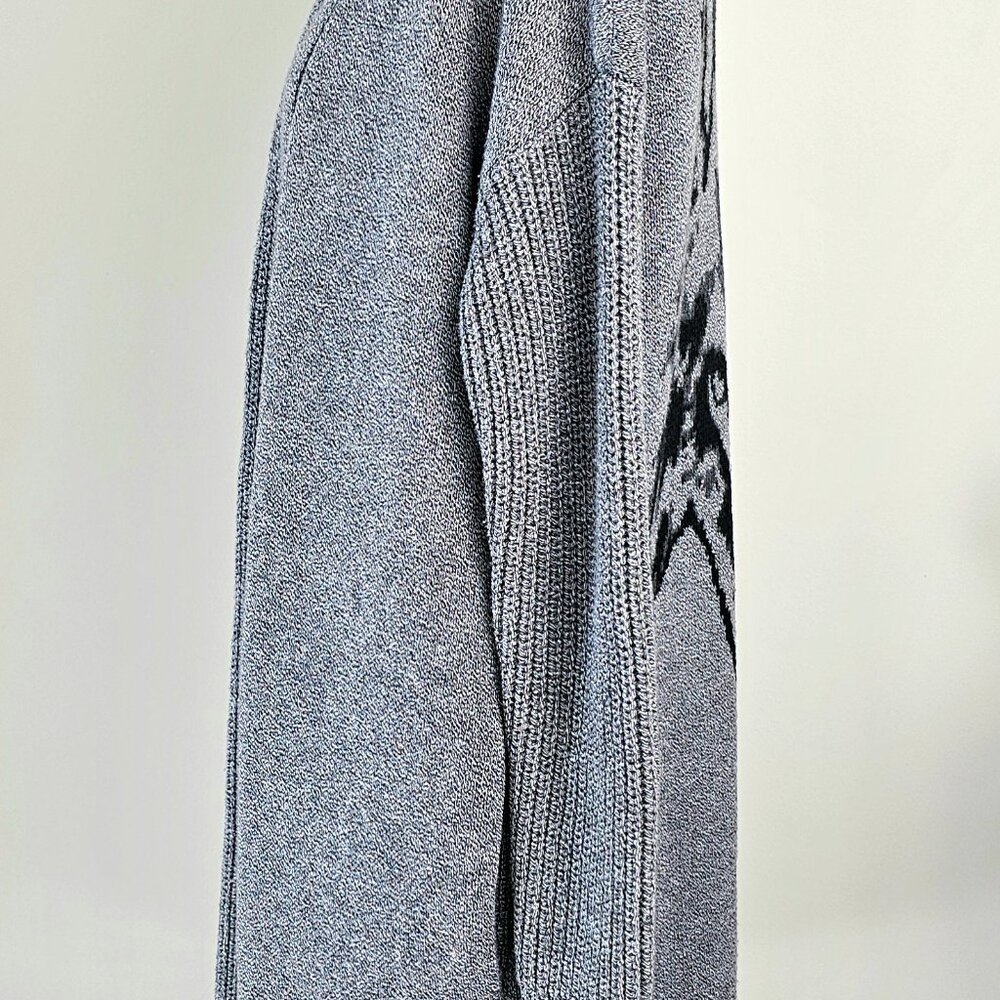 Banana Republic Wolf Intarsia Longline Cardigan Gray Open Front Duster Sweater - Picture 5 of 15